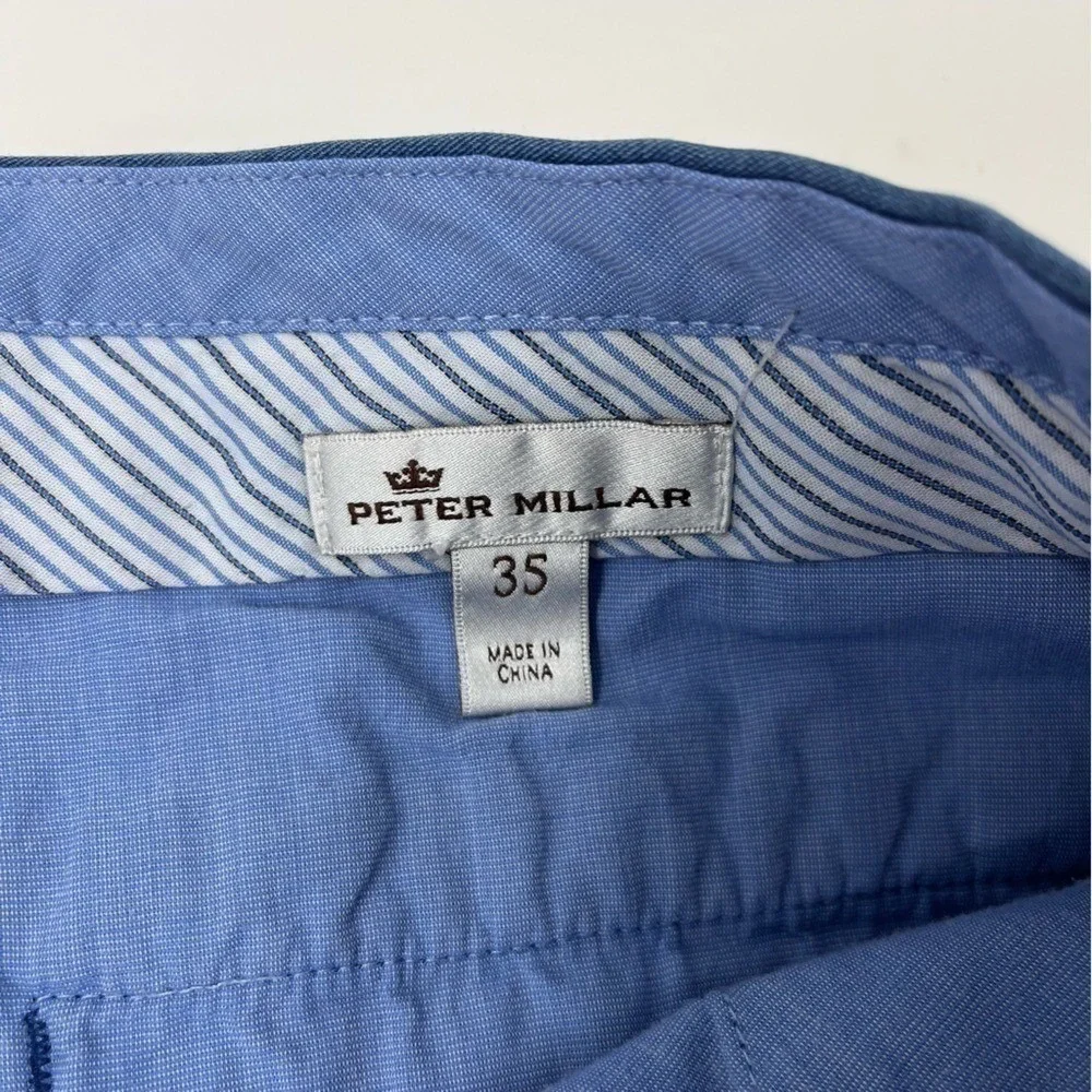 Peter Millar Crown Shop Mens‎ 35 Blue Embroidered Micro Star Chino Shorts